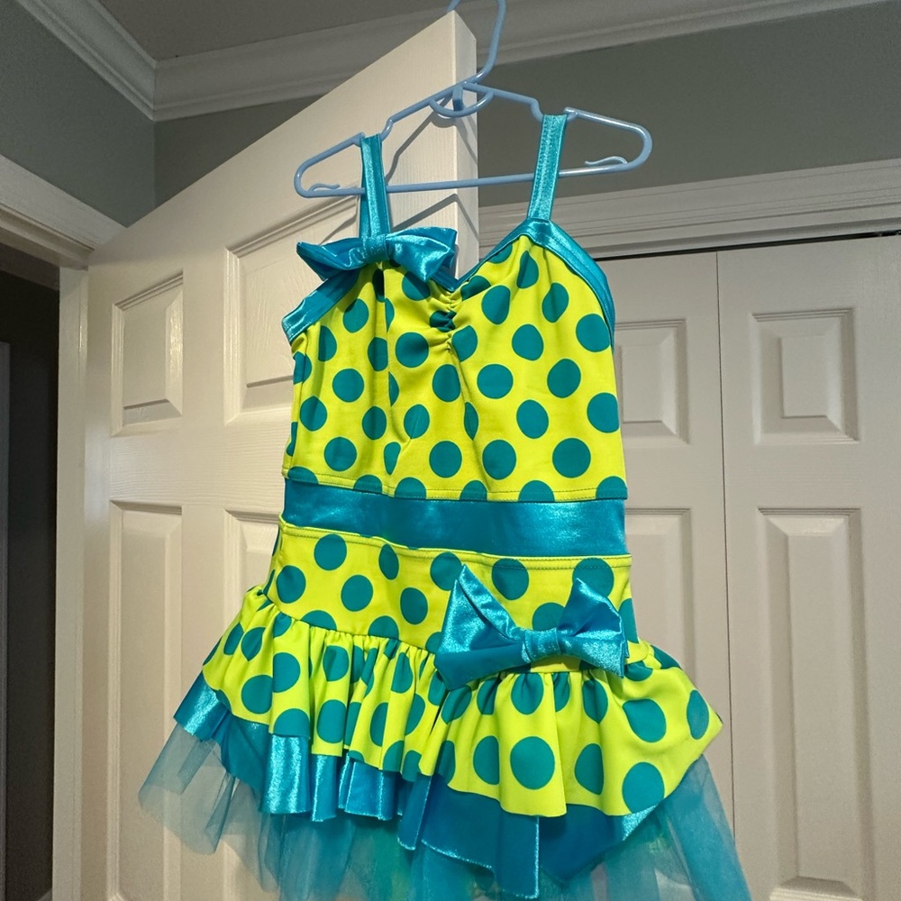 Weissman Blue and Yellow Polka Dot Dance Costume